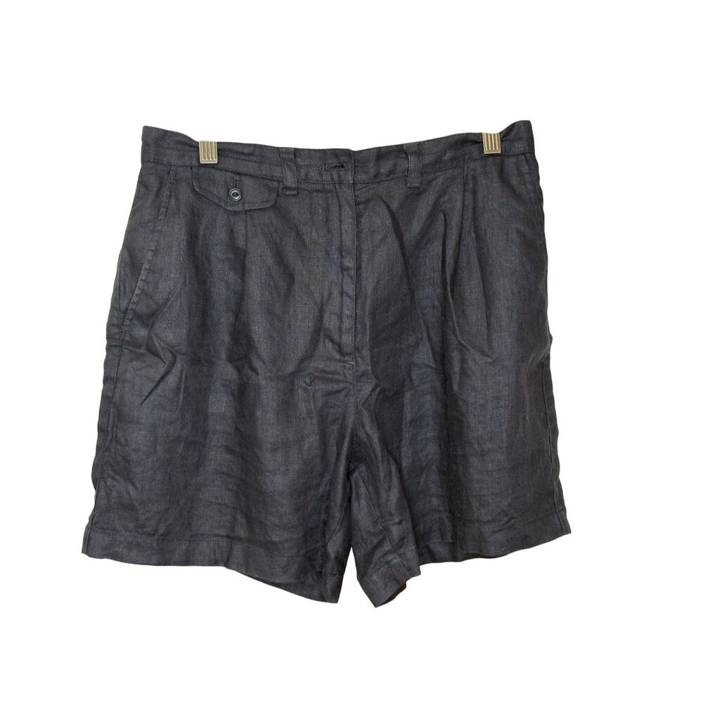 Lauren Ralph Lauren Womens Black Linen Shorts Size 10 Old Money Dark Academia RL